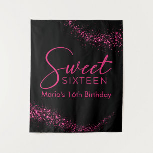 Tenture Fond de décoration Sweet 16 Rose Chaud et Noir