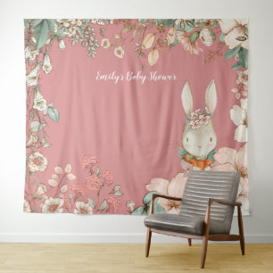 Tenture Fond de décors de Baby Shower Vintage Bunny paysag