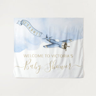 Tenture Fond de décors pour Baby Shower d'avion vintage