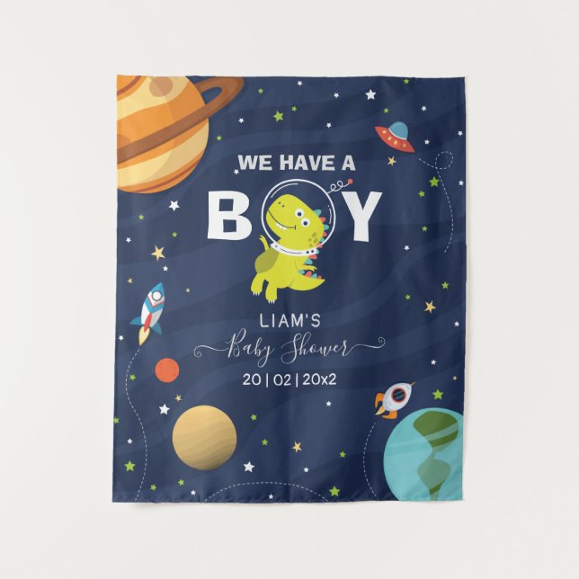 Tenture Fond de dinosaure spatial cool (Devant)