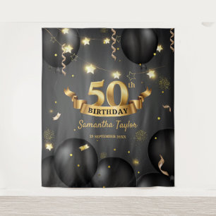 Tenture Fond de fête d'anniversaire élégant moderne or noi