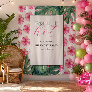 Tenture Fond de fête d'anniversaire Fleur Rose Tropicale