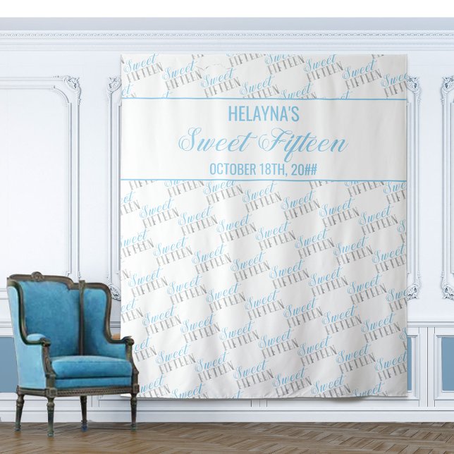 Tenture Fond de fête d'anniversaire Sweet 15 Bleu Bébé Arg (Créateur téléchargé)