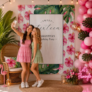 Tenture Fond de fête d'anniversaire Sweet 16 Fleur Tropica