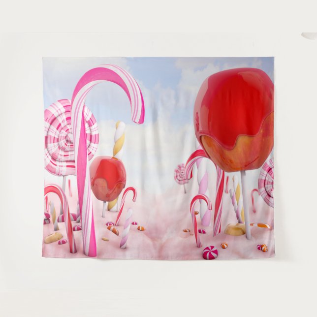 Tenture Fond de fête pour fille au pays des bonbons (Devant (Horizontal))