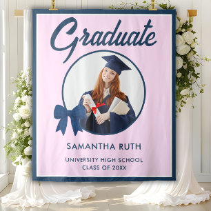 Tenture Fond de graduation photo avec noeud à carreaux ble
