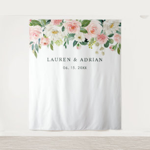 Tenture Fond de mariage à fleurs rose poudré