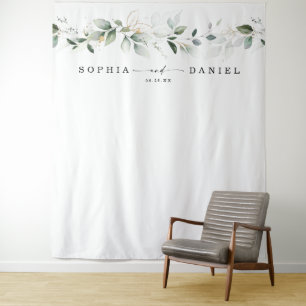 Tenture Fond de mariage à la verdure à l'aquarelle pour ac