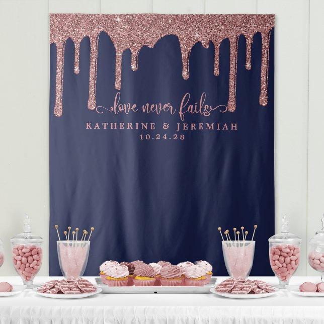 Tenture Fond de mariage à paillettes bleu marine et or ros (Créateur téléchargé)
