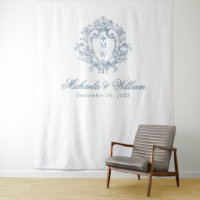 Fond de mariage au blason monogrammé Régence vinta