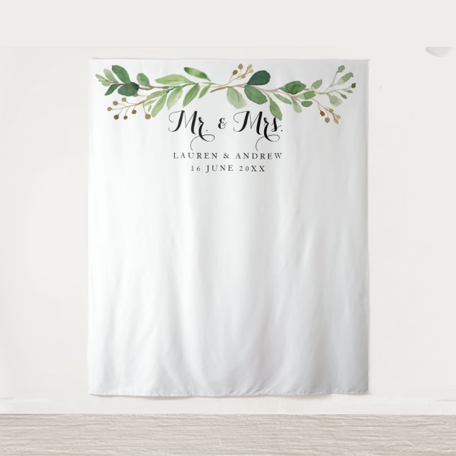 Tenture Fond de mariage avec feuilles d'eucalyptus (Devant)