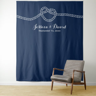 Tenture Fond de mariage bleu marine pour l'été Attacher le
