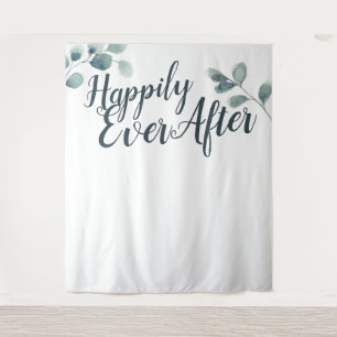 Tenture Fond de mariage Blue Eucalyptus Happily Ever