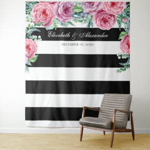 Tenture Fond de mariage boho. Fond de fleurs roses