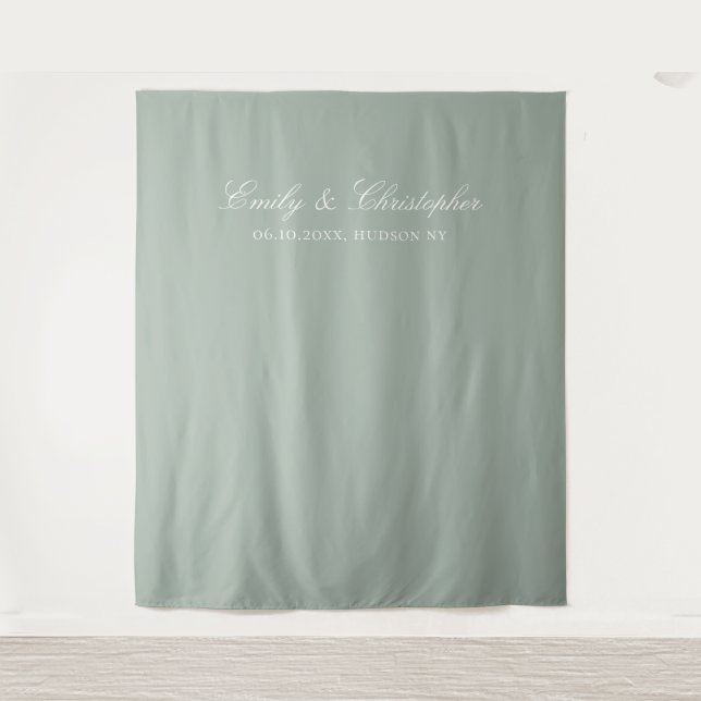 Tenture Fond de mariage classique vert sauge élégant (Devant)