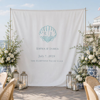 Tenture Fond de mariage coquillage bleu Bienvenue sur la c