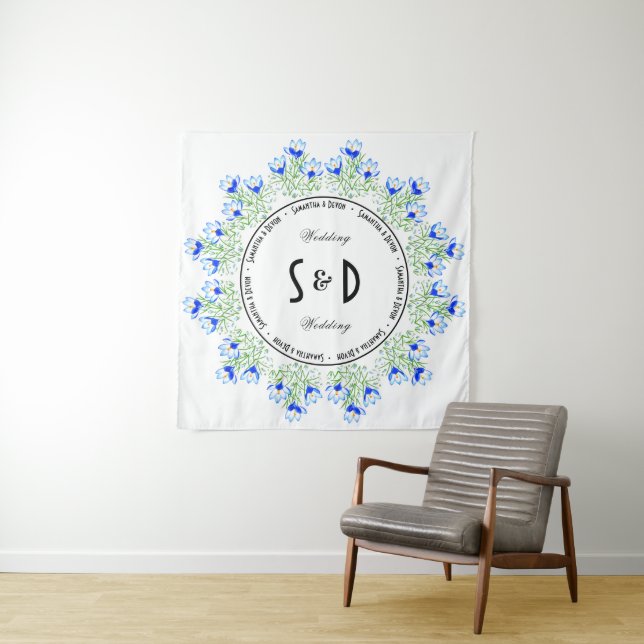 Tenture Fond de mariage Crocus Bleu (En situation (horizontale))