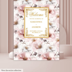 Tenture Fond de mariage doré poussiéreux bohème rose
