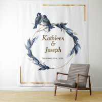 Fond de mariage élégant oiseaux bleu poussiéreux b