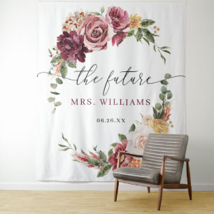Tenture Fond de mariage floral romantique bohème campagne