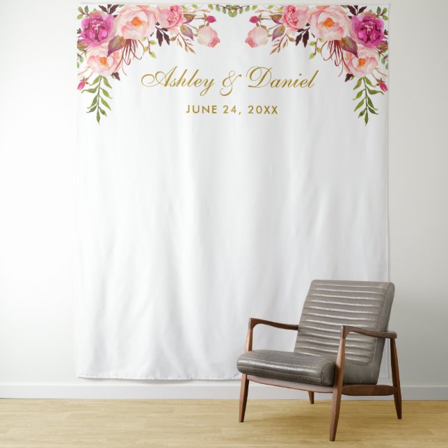Tenture Fond de mariage floral rose | Accessoire de photob (En situation)