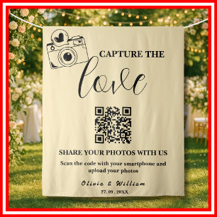 Tenture Fond de mariage jaune beurre QR Capturez l'amour
