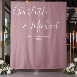 Tenture Fond de mariage minimaliste écriture Rose Poussiér