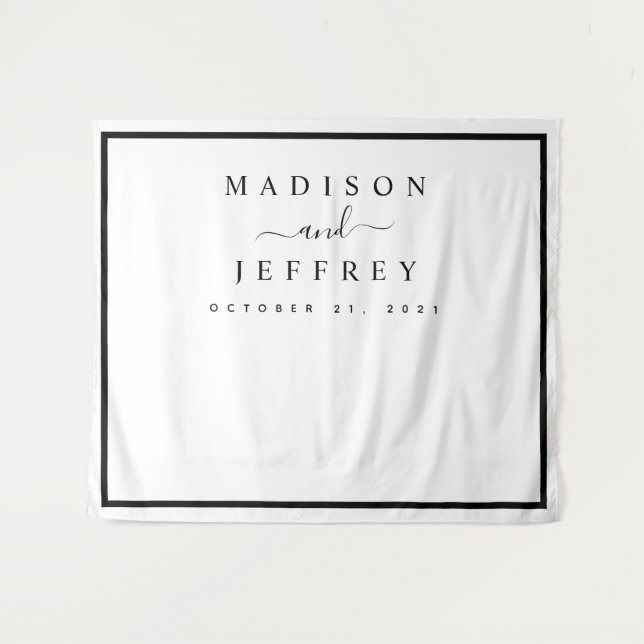 Tenture Fond de mariage minimaliste noir et blanc (Devant (Horizontal))