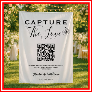 Tenture Fond de mariage moderne à code QR Capture The Love