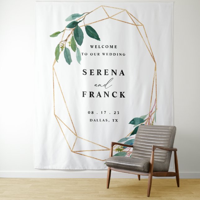 Tenture Fond de mariage personnalisé avec verdure pour pho (En situation)