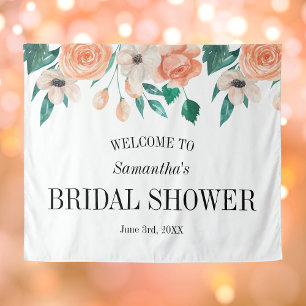 Tenture Fond de mariage personnalisé floral pêche