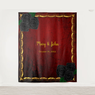 Tenture Fond de mariage photo rouge sang Rose noire gothiq