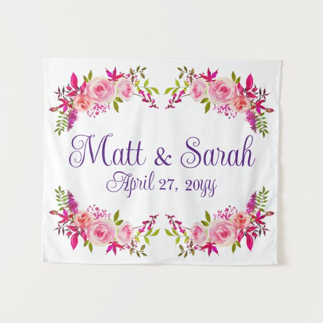 Tenture Fond de mariage rose pour réception, accessoire po (Devant (Horizontal))