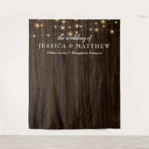 Fond de mariage rustique avec lumières scintillant