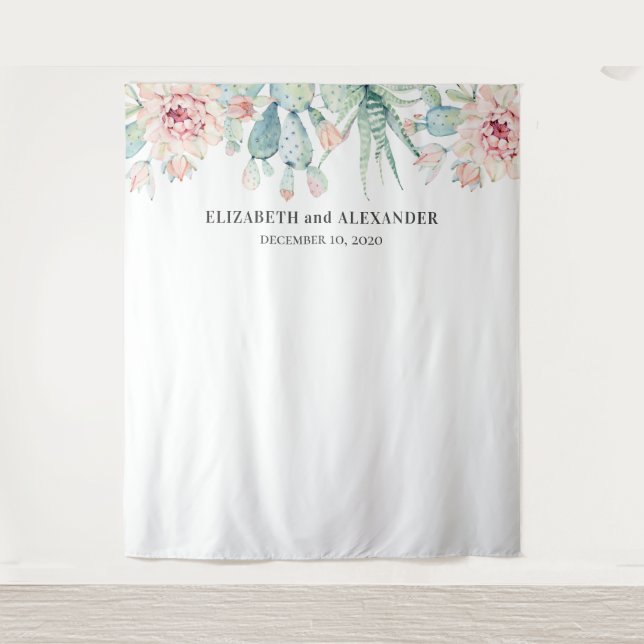 Tenture Fond de mariage succulents. Arrière-plan de cactus (Devant)