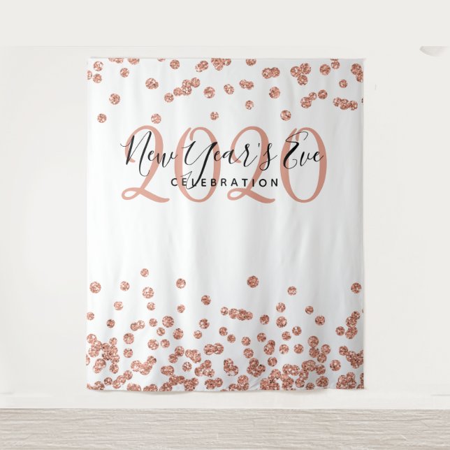 Tenture Fond de Nouvel An Rose Gold Confetti (Devant)