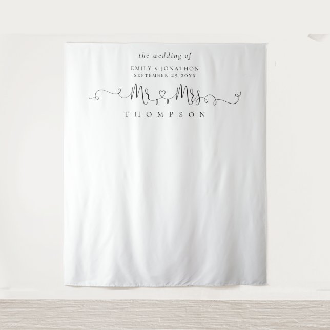 Tenture Fond de photo de fond de mariage avec noms et anne (Devant)