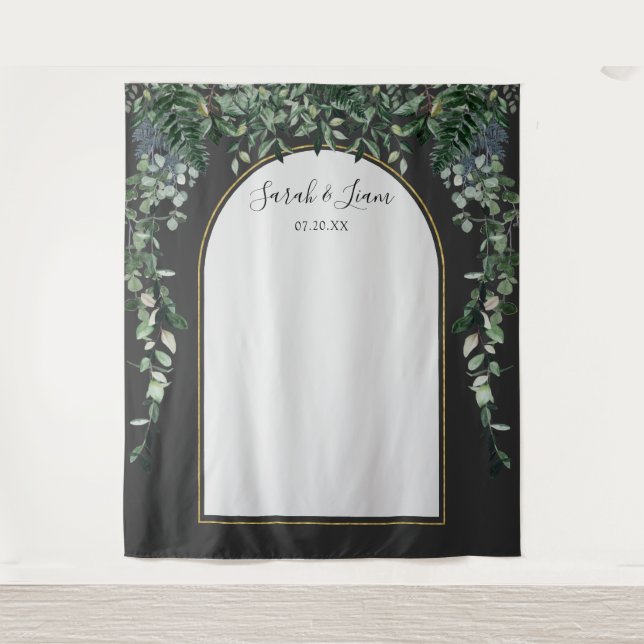 Tenture Fond de photo de mariage botanique moderne arche (Devant)