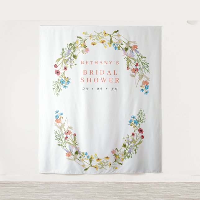 Tenture Fond de photo de mariage champêtre avec fleurs sau (Devant)