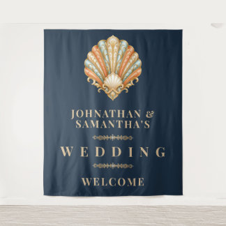 Tenture Fond de photo de mariage coquillage de plage