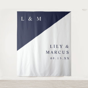 Tenture Fond de photo de mariage minimaliste bleu marine b