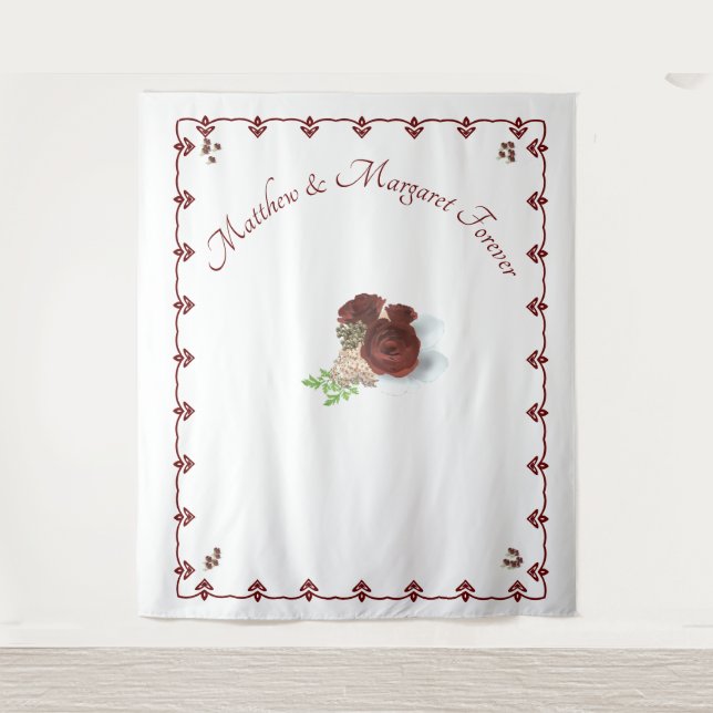 Tenture Fond de photo de mariage Rose Bourgogne (Devant)