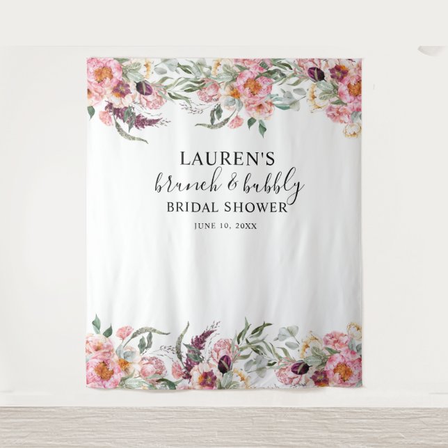 Tenture Fond de photo de mariage rose floral pour brunch e (Devant)
