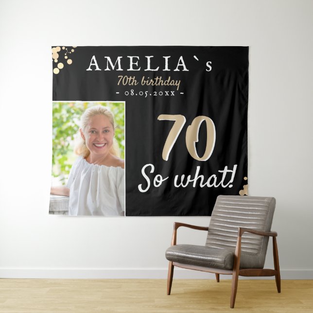 Tenture Fond de photo noir pour 70e anniversaire inspirant (En situation (horizontale))