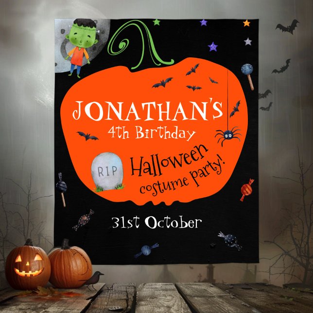 Tenture Fond de photo pour enfants Halloween à l'aquarelle (Créateur téléchargé)