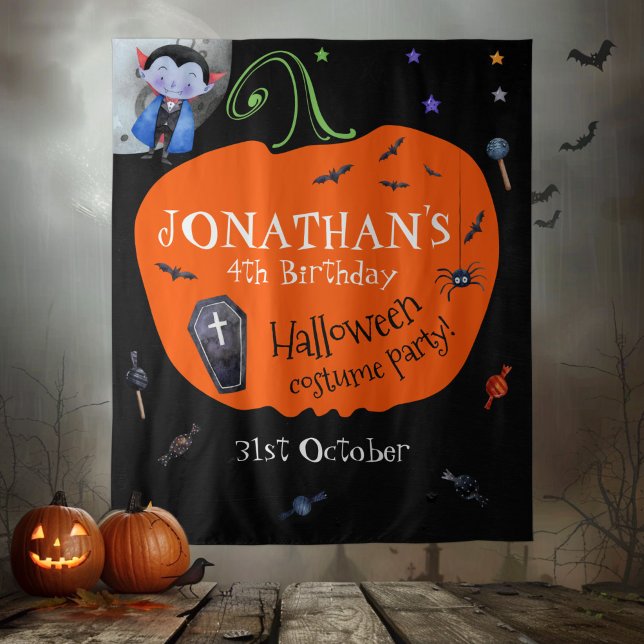 Tenture Fond de photo pour enfants Halloween à l'aquarelle (Créateur téléchargé)