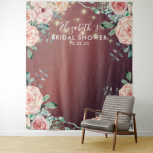 Tenture Fond de photobooth de mariage avec fleurs et guirl