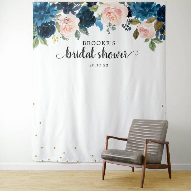 Tenture Fond de photobooth de mariage floral rose marine (En situation)