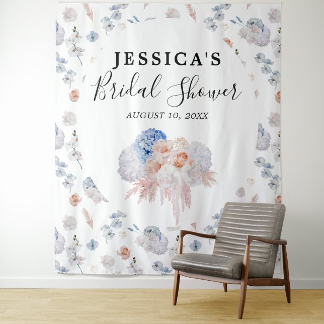 Tenture Fond de photobooth de shower de mariage floral (En situation)
