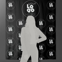 Fond de photobooth noir à logo répétitif